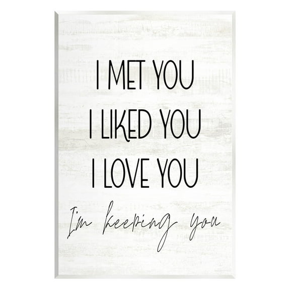 Stupell Industries Met Liked Love You Romantic Graphic Art Unframed Art Print Wall Art, Design by Lil' Rue