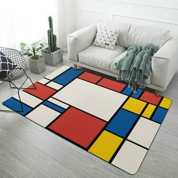 Abstract Color Block Carpet for Home Decoration Soft Comfy Rugs for Bedroom Living Room Bathroom Entrance Non-slip Comfort Mat
