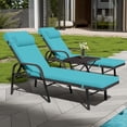 thumbnail image 5 of ASJMR Wicker Chaise Lounge Outdoor Set of 3,Adjustable Patio Armchair Recliner with Side Table and Cushions,Green, 5 of 6