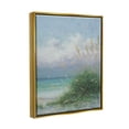 thumbnail image 3 of Ocean Waves Beach Reeds Coastal Painting Metallic Gold Framed Art Print Wall Art, 3 of 6