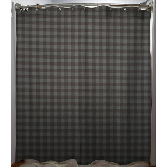 Buffalo Check Plaid Shower Curtain by Penny's Needful Things (Dark Gray)