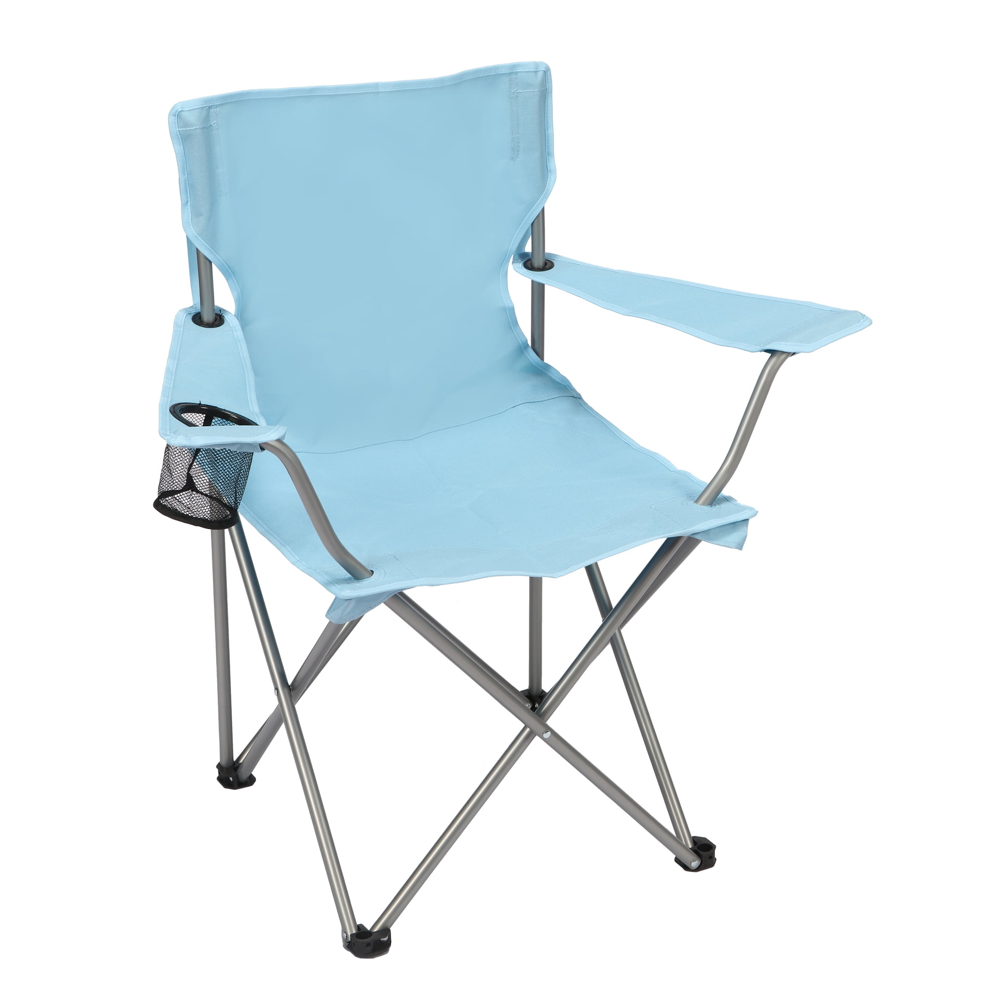 Ozark Trail Quad Folding Camp Chair with Cup Holder, Sky Blue