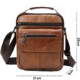 thumbnail image 2 of Bolso de mensajero de cuero para hombre, bolso bandolera multifuncional de gran capacidad con correas ajustables para el trabajo y los negocios, 2 of 8