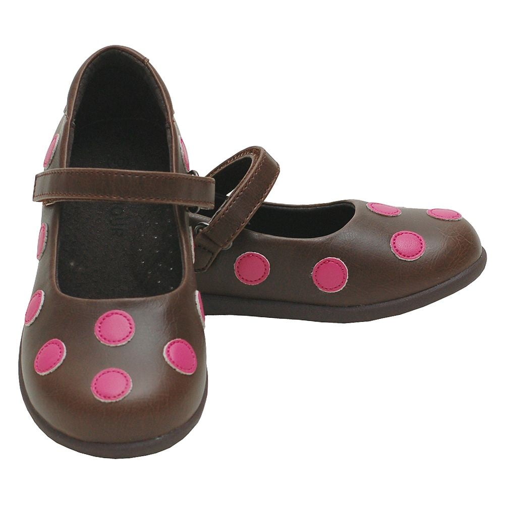 Sophias Style Brown Pink Polka Dot Mary Jane Shoes