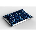 thumbnail image 2 of Ambesonne Dark Blue Pillow Sham 2 Pack, Curvy Modern Shapes, 30"x20", Blue Dark Blue White, 2 of 3