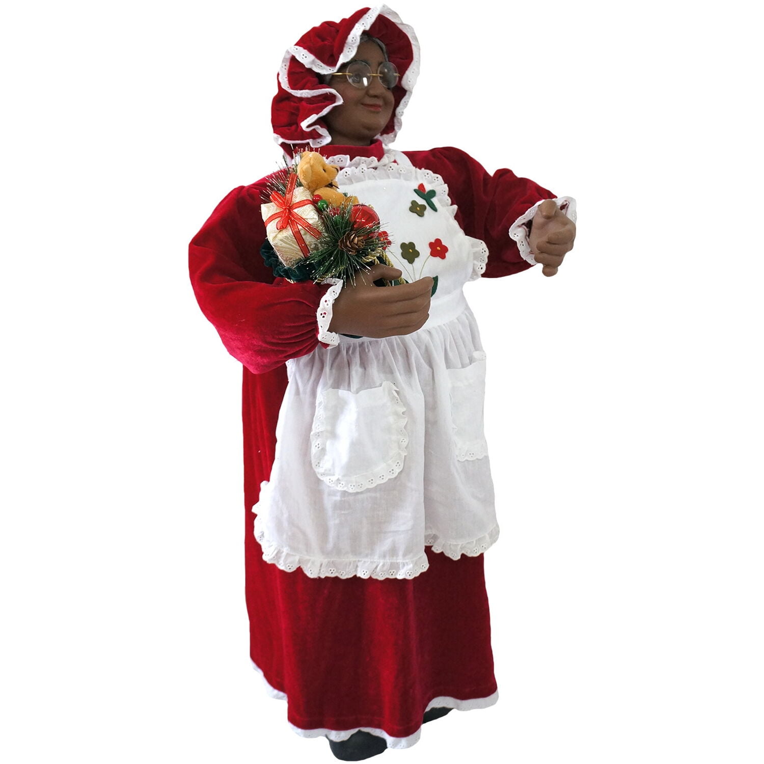 Christmas Time 3-Ft. African American Music and Motion Mrs. Claus with  Apron | Animated Indoor Christmas Holiday Home Decor | CT-MC036-1RD1-AA