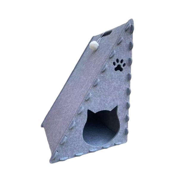 Rascador triangular para gatos, juguete rascador compacto para proteger alfombras y resistente al desgaste. gris