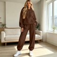 thumbnail image 5 of DORKASM Women's 2 Piece Hooded Lounge Set Matching Sweatsuits | Two Piece Lounge Sets for Women , Airport Travel Outfits, Comfy Athleisure Fall Winter Clothes ,wide Leg Palazzo Pants Coffee 2XL, 5 of 5