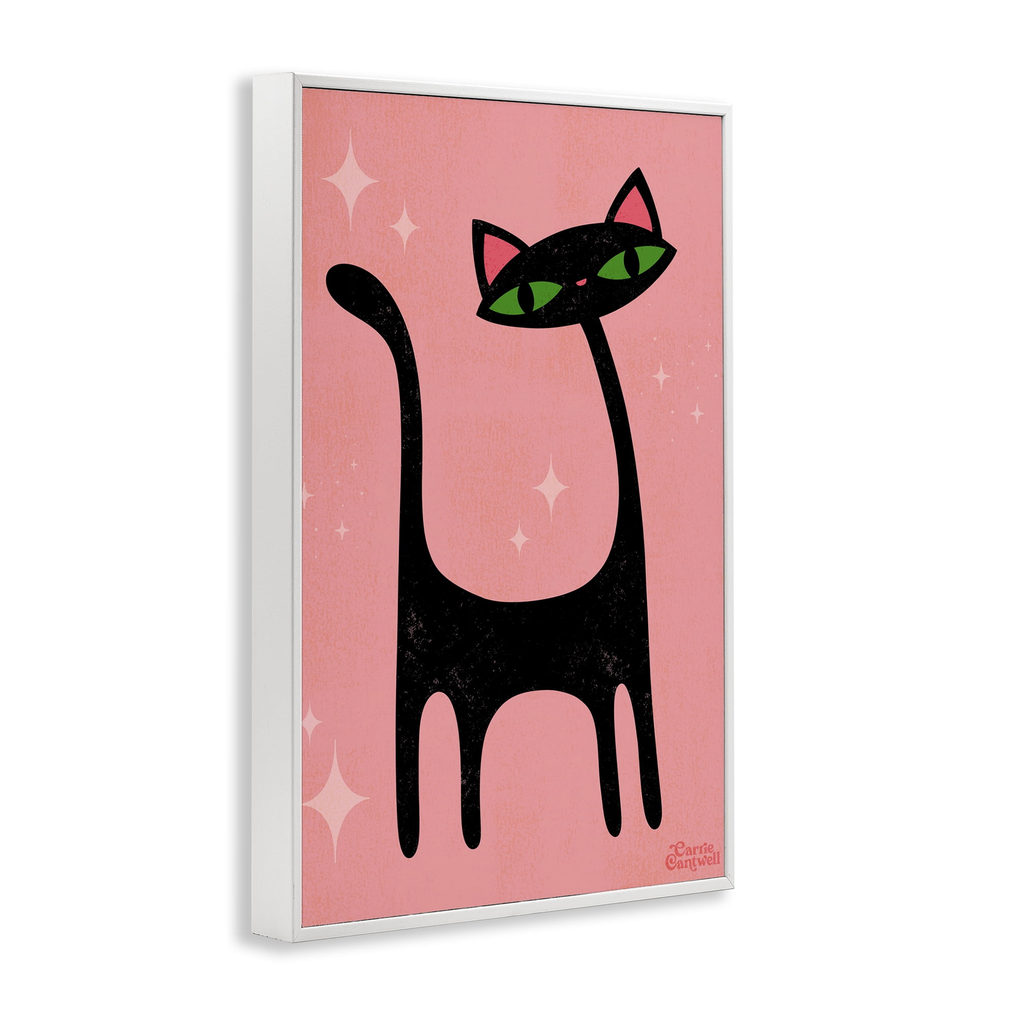 Stupell Industries Retro Black Cat Animals & Insects Painting White Framed Art Print Wall Art, 20 x 30