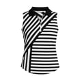 thumbnail image 4 of YMNXA Women's Tank Top Sleeveless Lapel Zip Up Striped Print Comfortable Elegant Sport Tee For Casual Daily Wear,Black,L, 4 of 4