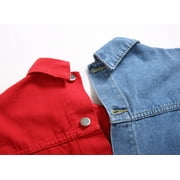 LZLER Jean Jackets for Men Ripped Blue Red Denim Jacket