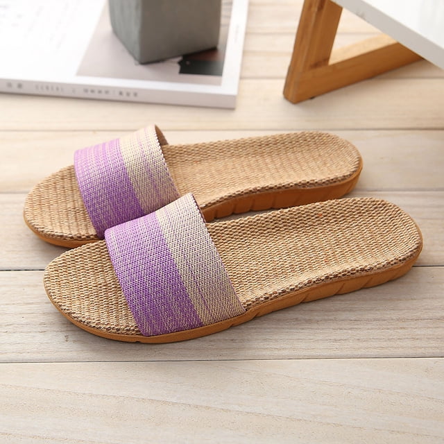 Cameland Chaussures d'Intérieur Décontractées en Lin à Bout Rond pour Couple, Confortables et Résistantes à l'Usure