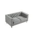 thumbnail image 5 of Gewnee Gray 2-Seater Velvet Accent Chair - Solid Eucalyptus Frame, Acrylic Crystal Legs, Removable Cushions & Pillows for Living Room/Bedroom, 5 of 10