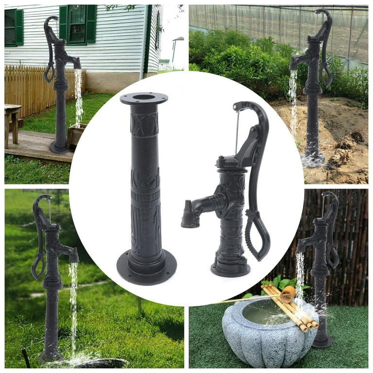Miumaeov Hand Water Pump with Base Cast Iron Well Water Pitcher Press Suction Outdoor Yard Ponds Garden 19.69ft Suction Range for Farm Irrigation