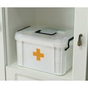 White Small Empty Medical Box for Home Emergency Supplies, Travel, Car, and Dorms – Compact First Aid Box with Handle, Detachable Tray and Locking Lid – Medical Organizer and First Aid Kit Storage