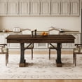 thumbnail image 3 of 71-Inch Dining Table with 2 Drawers – Rectangular for 6-8, Double Pedestal & Sturdy Frame, Industrial Wooden Kitchen Table for Dinner, 3 of 10