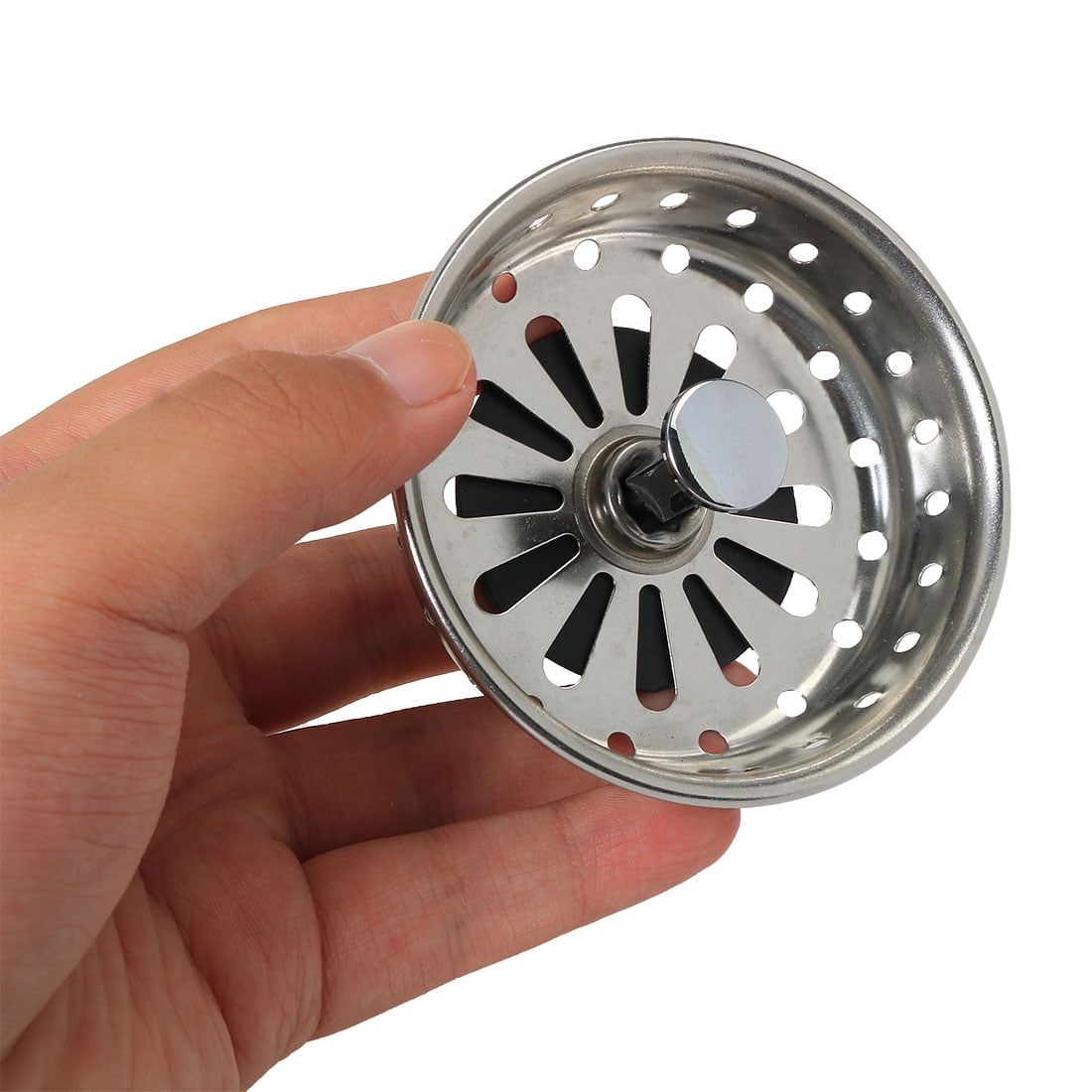 Unique Bargains 2Pcs 3.2" Dia Stainless Steel Sink Basin Strainer Disposal Stopper