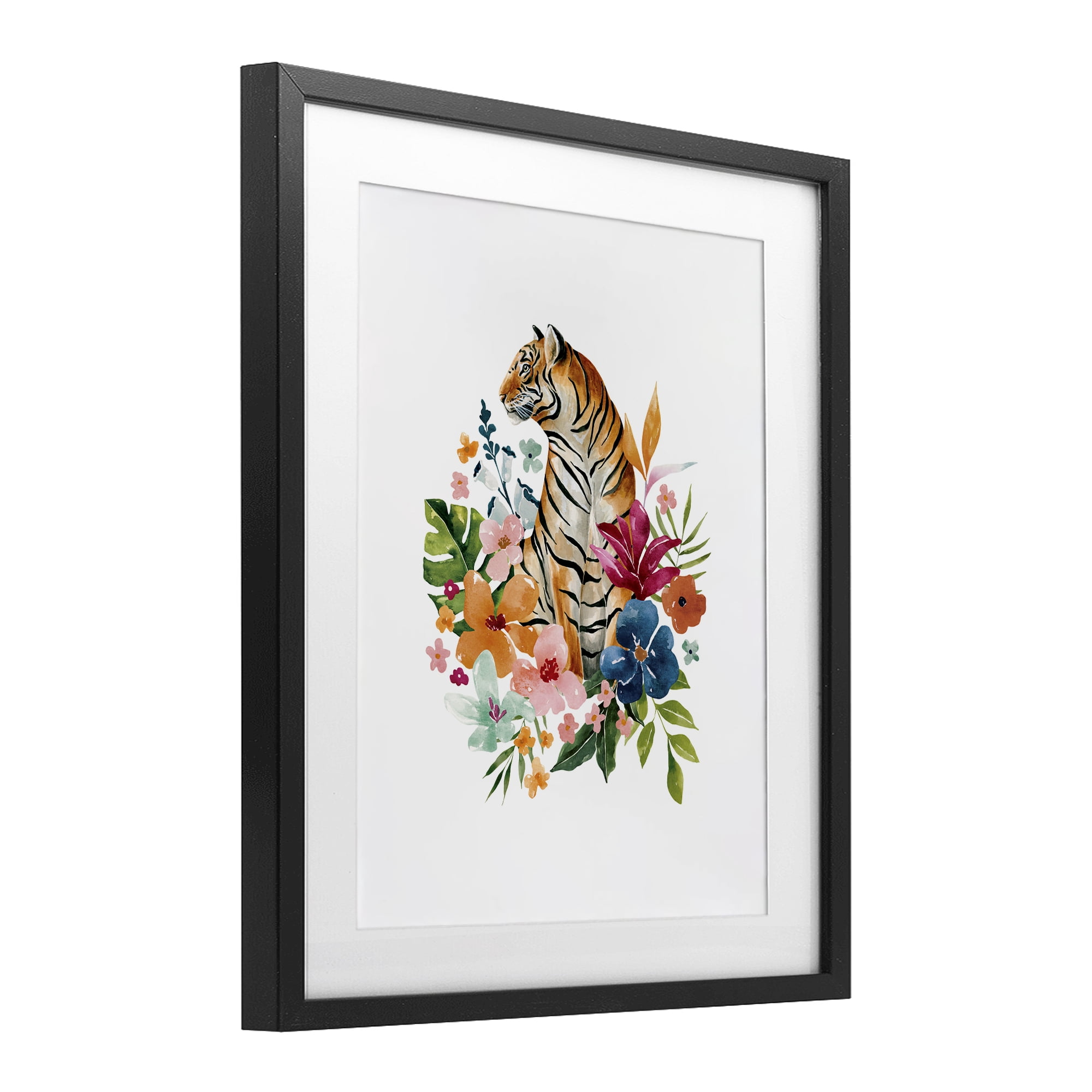 Stupell Industries Tropical Jungle Tiger Black Framed Print Under Glass, design by Bethany Sandoval