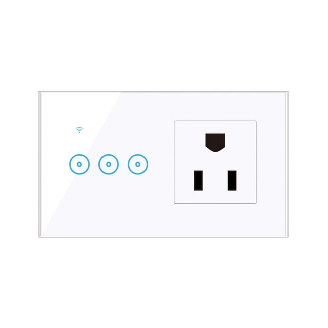 Mistaha 95- Prise Murale Intelligente Wi-Fi avec Commutateur à Lumière Tactile à 3 Gangs Smart Life Application Télécommande, Commande Vocale, Commande Tactile Compatible avec Assistant Commutateur Intelligent Wi-Fi Prise Prise Standard