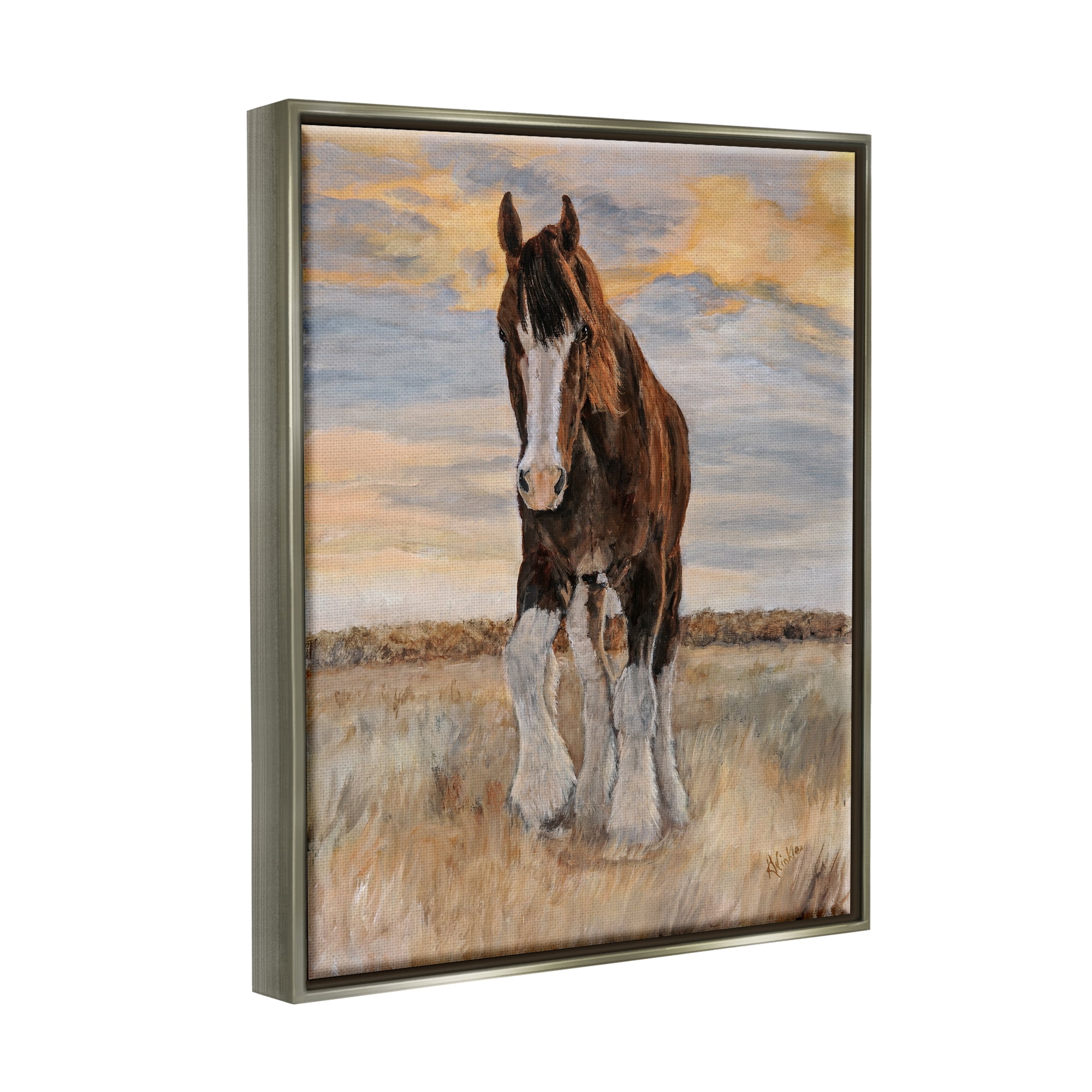 Stupell Colt Horse Farmhouse Animal Animals & Insects Painting Gray Floater Framed Art Print Wall Art
