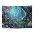 thumbnail image 5 of ONETECH Psychedelic Tapestry Mushroom Castle Tapestry Fairy Tale Tapestry Green Plants in Forest Wall Hanging Spring Scenery Tapestries for Bedroom Living Room Dorm Party Décor, 5 of 6