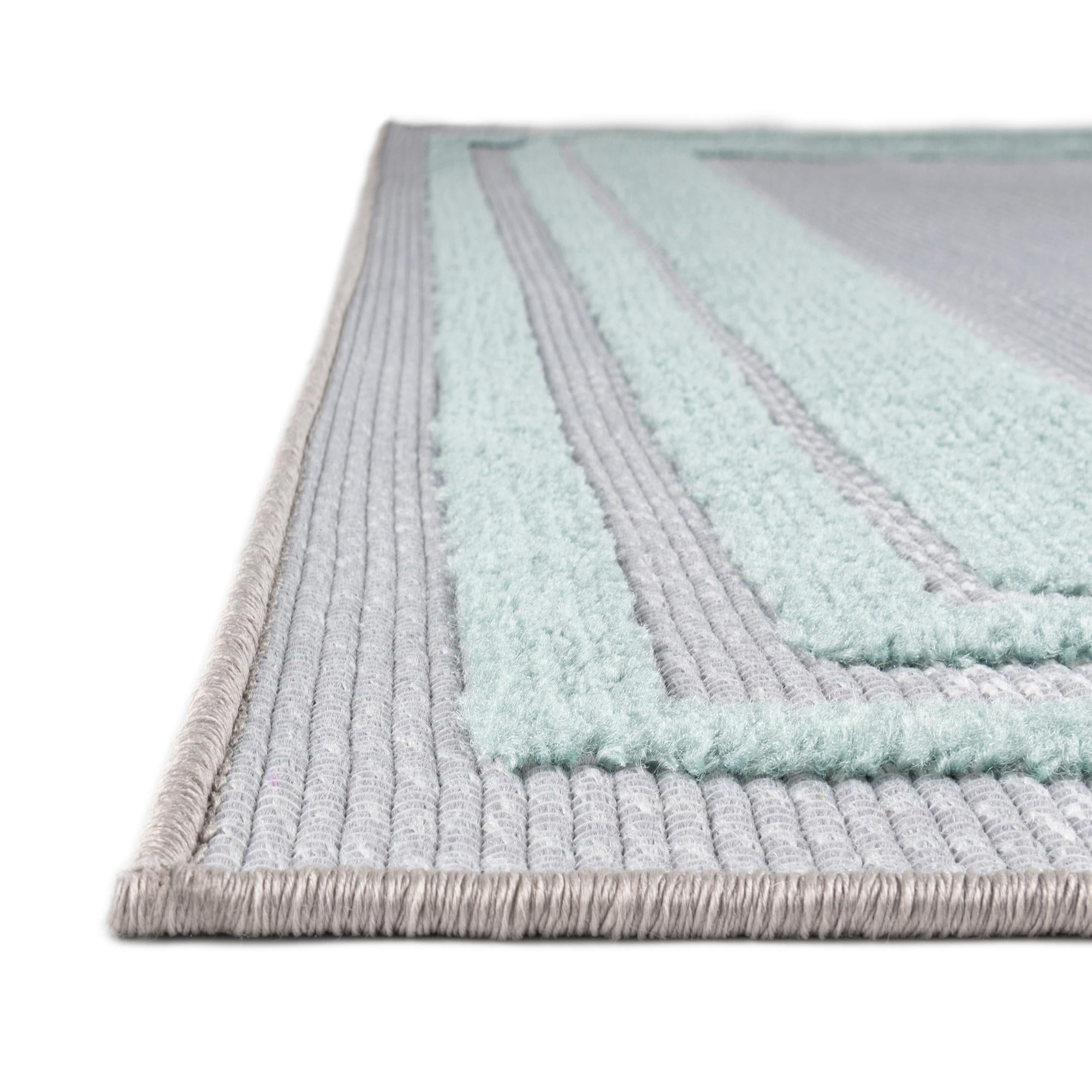 Unique Loom Aruba Outdoor Collection Area Rug - Tanki (5' 3" Square Gray Teal)