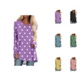 thumbnail image 1 of Hauts à Manches Longues pour Femmes à Pois 2026 Mode Col en V Confortable Coupe Décontractée T-Shirt, 1 of 2