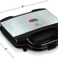 thumbnail image 4 of Sandwich Maker, Stainless Steel, Easy to Clean, Indicator Lights, Cool Touch Handle, Grilled Cheese, Panini, 625 Watts, Black, 4 of 4