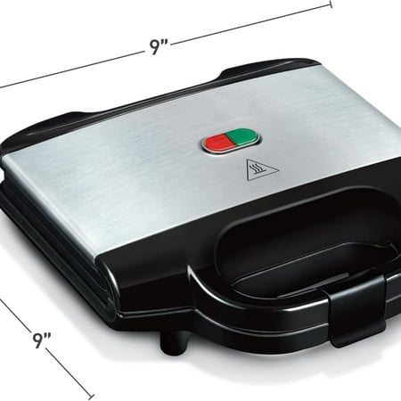 Sandwich Maker, Stainless Steel, Easy to Clean, Indicator Lights, Cool Touch Handle, Grilled Cheese, Panini, 625 Watts, Black