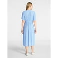thumbnail image 4 of Time and Tru Women's Empire Waist Midi Dress with Short Sleeves, Sizes XS-XXXL, 4 of 6