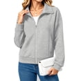thumbnail image 3 of UVN Sweatshirts Jackets for Women Long Sleeve Lapel Zip Up Coats Ladies Trendy Fall Casual Outerwear Tops with Pockets, 3 of 9