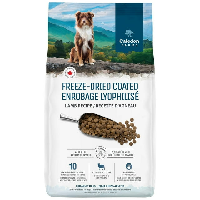 Caledon Farms Nourriture Sèche pour Chiens de Qualité Supérieure Recette d'Agneau à Enrobage Lyophilisé Entièrement Naturelle 1.8kg
