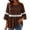 Brown, variant on Womens Lace Trim Babydoll Blouse Round Neck Bell Sleeve Loose Fit Casual Smock Tunic Top