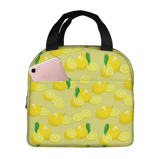 Easygdp Bright Lemons Bolsa Térmica Premium - Tela Oxford Impermeable, Gran Capacidad, Bolsillo Frontal, Unisex para Trabajo, Escuela, Actividades al Aire Libre y Picnics
