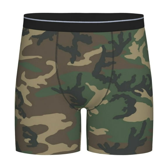 Men Retro Camouflage Pattern Boxer Briefs Moisture Wicking Funny Boxer Shorts