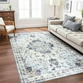 thumbnail image 2 of Jamfeel Area Rugs for Living Room Classic Vintage Print Washable Rug Low Pile Carpet for Bedroom Dining Room, 4'x6', Blue, 2 of 7