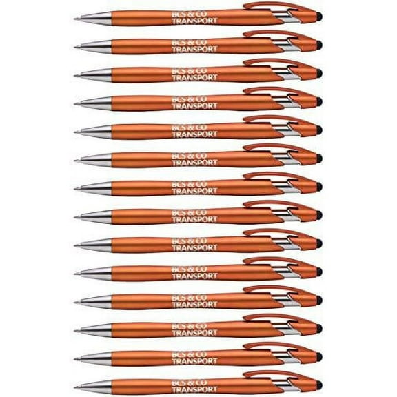 Ballpoint Pen w/Stylus Tip Click action Custom Personalized Black writing ink - The Beemer - Full color Printed Name Pens with Your Logo/Text/Message FREE PERSONALIZATION - 14 Qty
