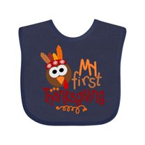 Inktastic My 1st Thanksgiving Cute Turkey with Feathers Boys or Girls Baby Bib