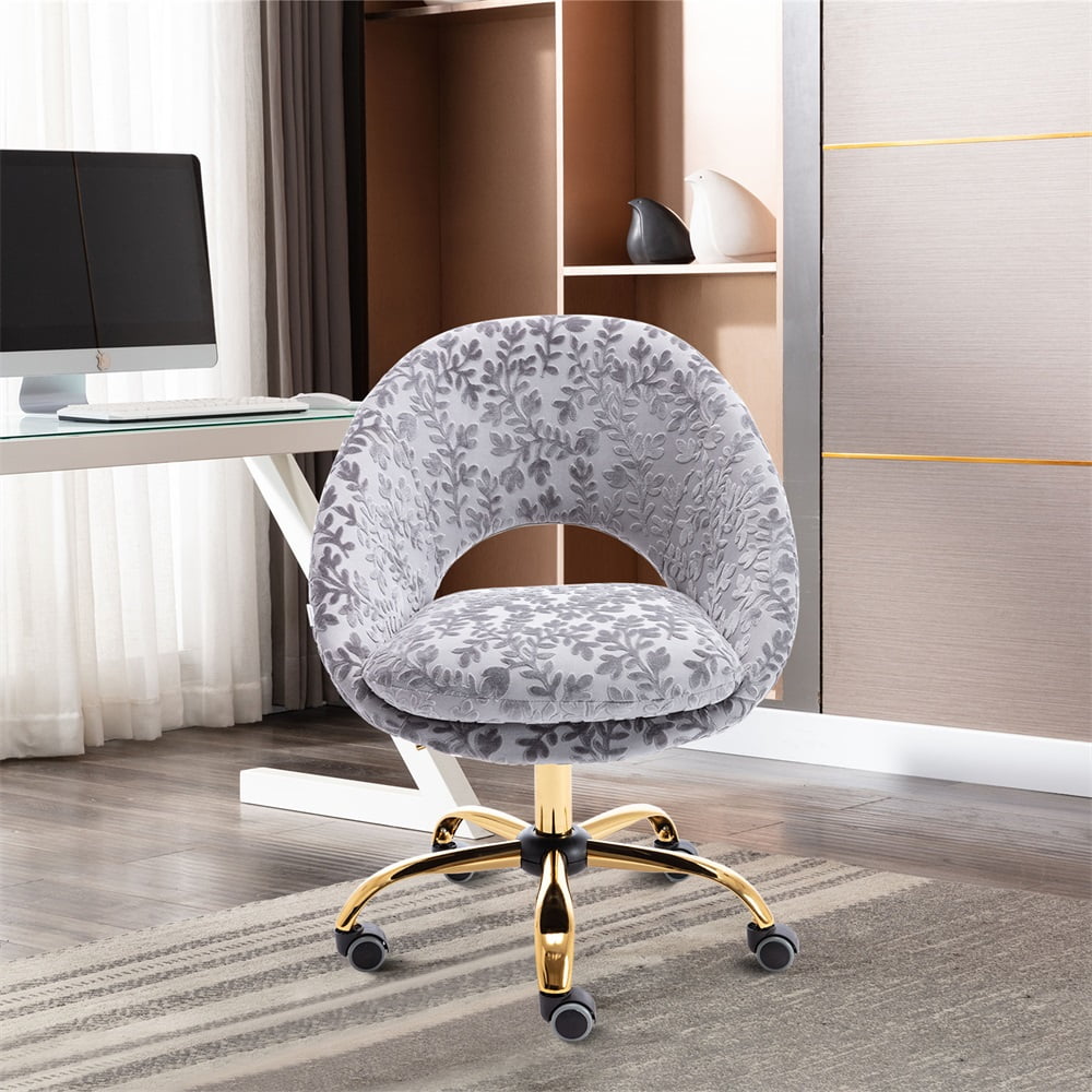 Desk Chair,Velvet Office Chair Modern Height Adjustable 360°Comfort Chairs with Backrest Support for Living Room,Bedroom,Office Grey Desk Chair,Velvet Office Chair Modern Height Adjustable 360°Comfort Chairs with Backrest Support for Living Room,Bedroom,Office Grey