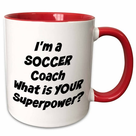 

3dRose Im a soccer coach whats your super power - Two Tone Red Mug 11-ounce