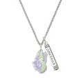 thumbnail image 1 of Delight Jewelry Silvertone Large Translucent Purple & Lime Green Flying Butterfly Silvertone Courage Strength Wisdom Honesty Bar Charm Necklace, 23", 1 of 4