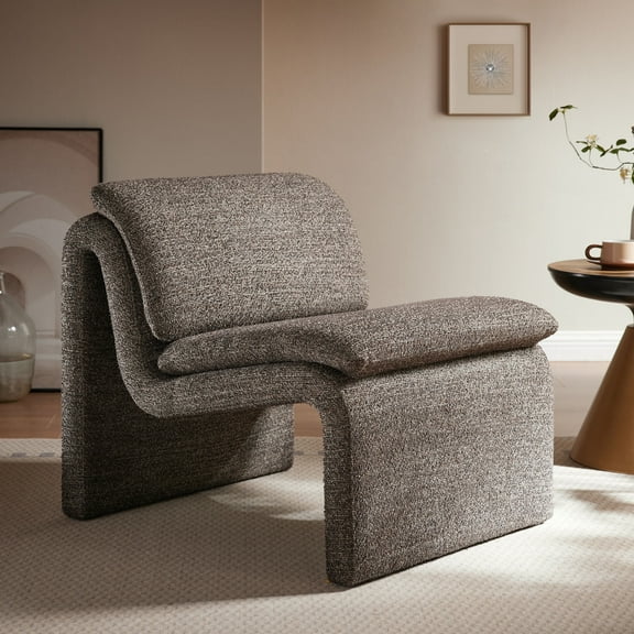 Modway Lume Boucle Fabric Upholstered Armless Accent Chair in Antique