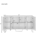 thumbnail image 3 of Historyli 60 Inch Sideboard Buffet,4 Doors Modern Kitchen Storage Cabinet with Marble Sticker Tabletop,Metal Legs for Dining Living Room Entryway,White, 3 of 7