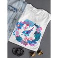 thumbnail image 3 of Beautiful Flowers Wreath & Bird T-Shirt Women -Image by Shutterstock, Female Small, 3 of 4