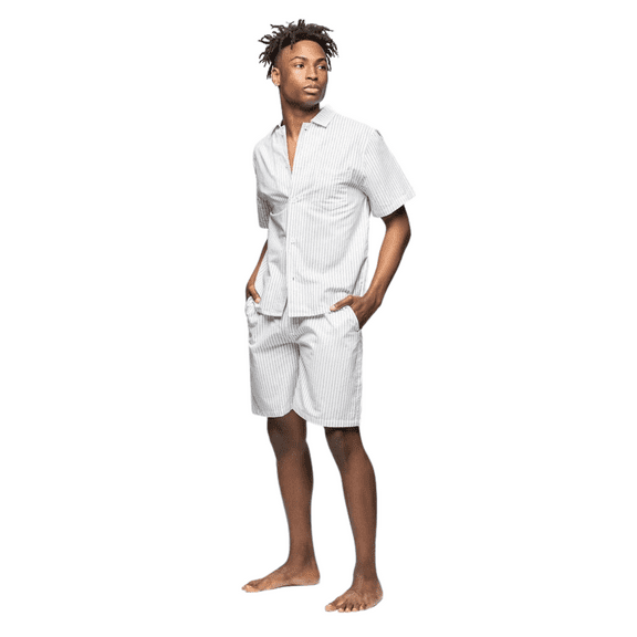 Men's Striped Loungewear Short Set
