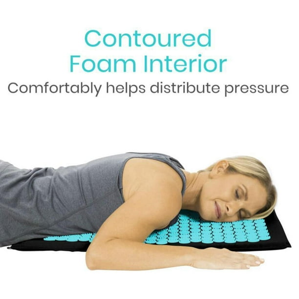 Juego de Colchoneta Y Almohada de Acupresión de Yoga - Colchoneta de Acupuntura de Extra Larga - Músculos Naturales de La Espalda, El Cuello Y , Negro Yinane Almohadilla de acupresión