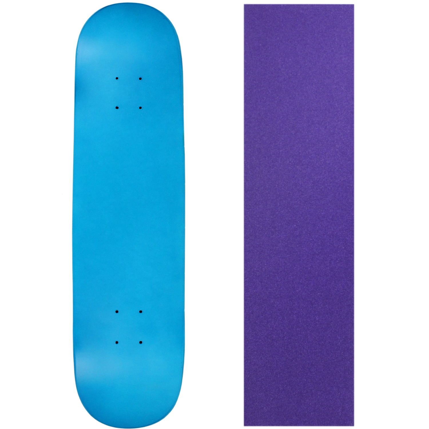 BLANK SKATEBOARD DECK NEON BLUE 8.25" Purple Grip