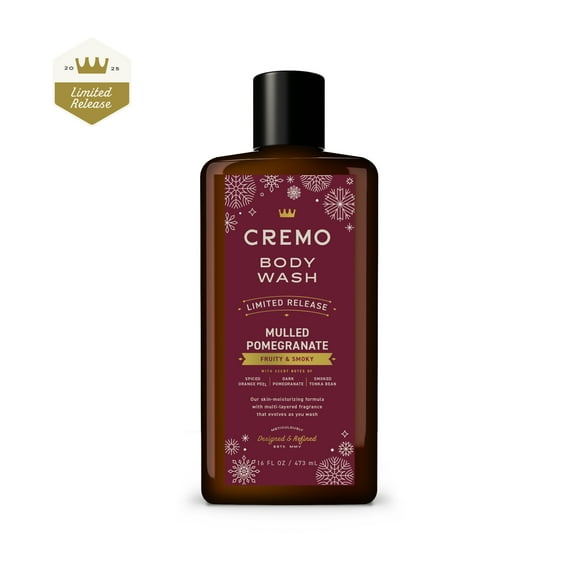 Cremo Holiday Men's Body Wash, Mulled Pomegranate, 16 fl oz