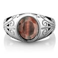 thumbnail image 3 of Gem Stone King 925 Sterling Silver Red Tiger Eye Dad Father's Day Gift Men's Ring (4.00 Cttw, Available in Size 7,8,9,10,11,12,13), 3 of 5