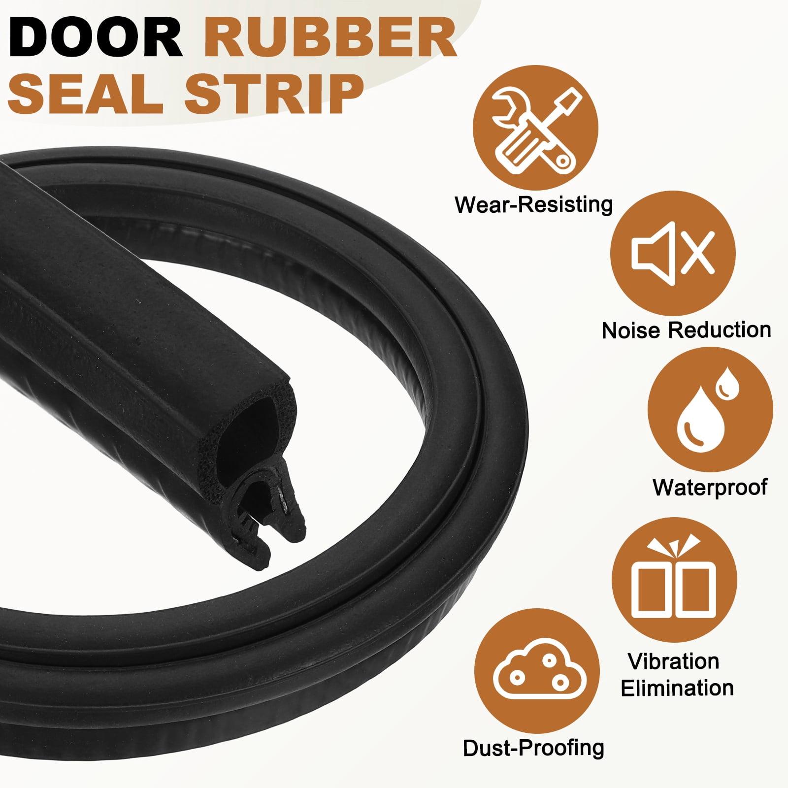Door Weather Stripping 6.5FT, 10mm W x 20mm H EPDM Car Door Rubber Edge Trim Seal Strip Gasket with Top Bulb Fit 0.5mm to 2mm Edge for Electrical Cabinet Cars Boat RVs Truck, Black